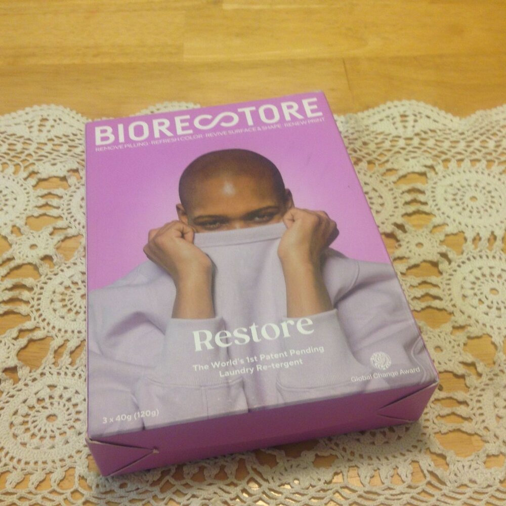 Biorestore Laundry Re-tergent removes pilling, refreshes color